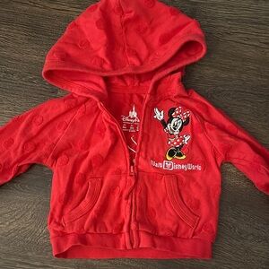 Disney Parks Red Minnie Mouse Hoodie Zip up for Kids